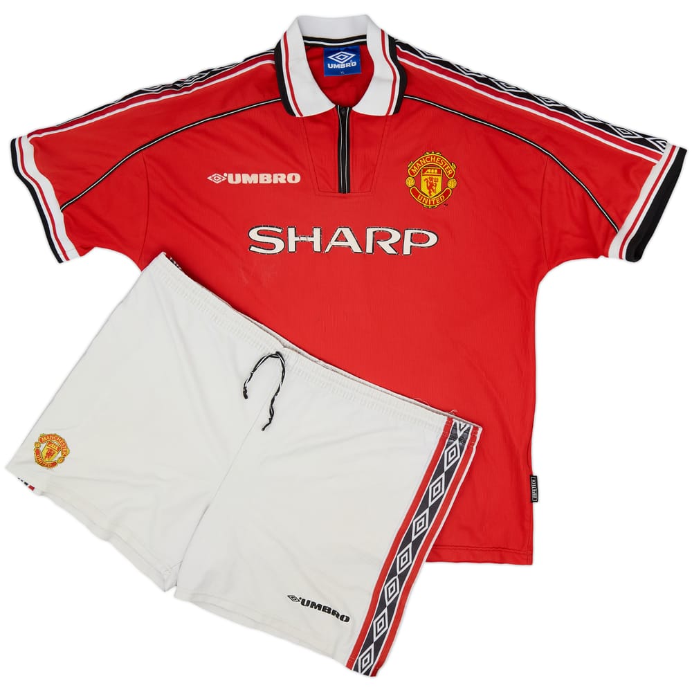 1998-00 Manchester United Home Shirt & Shorts Beckham #7 - 5/10 - (XL)