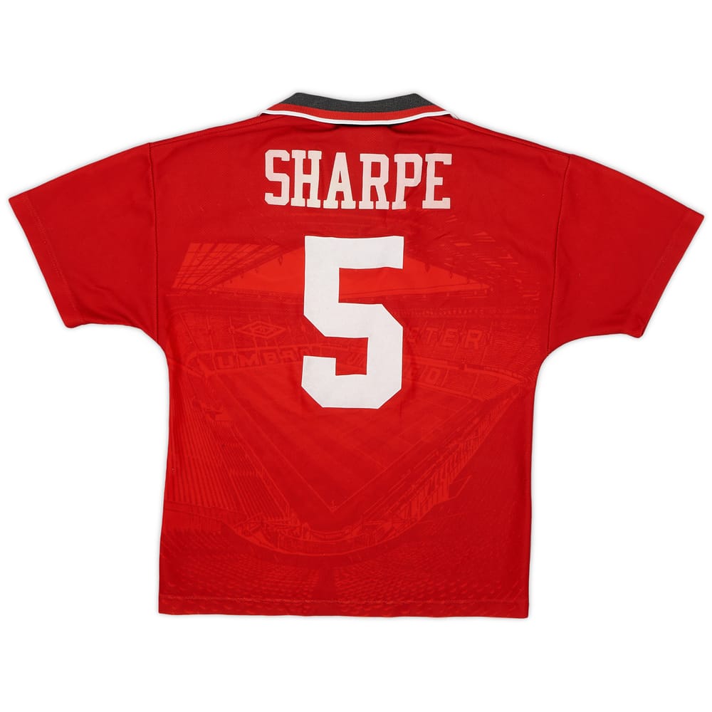 1994-96 Manchester United Home Shirt Sharpe #5 - 8/10 - (L.Boys)