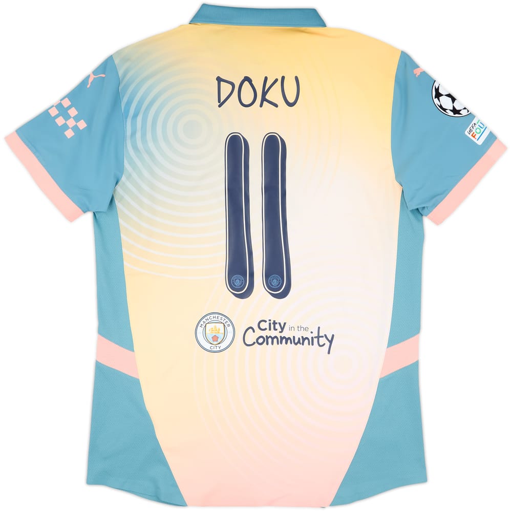 2024-25 Manchester City Match Issue Champions League Fourth Shirt Doku #11
