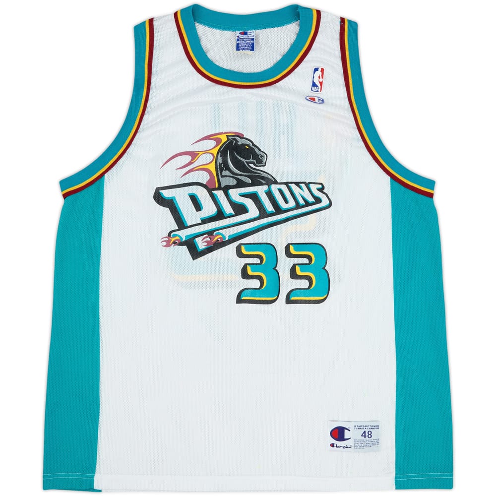1996-00 Detroit Pistons Hill #33 Champion Home Jersey - 6/10 - (XL)