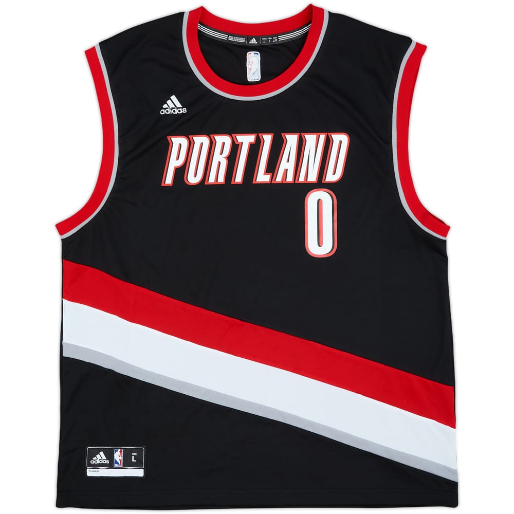 2014-17 Portland Trail Blazers Lillard #0 adidas Away Jersey - 5/10 - (L)