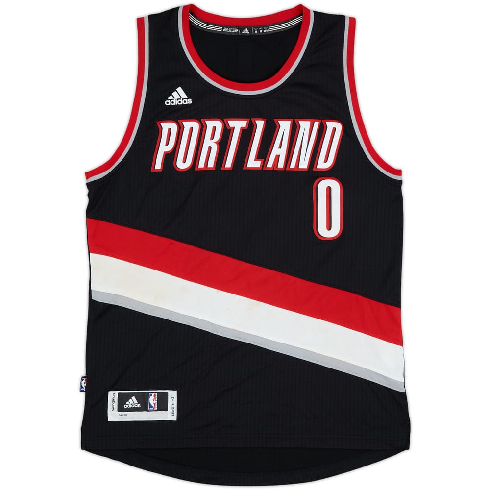2014-17 Portland Trail Blazers Lillard #0 adidas Swingman Away Jersey - 6/10 - (M)