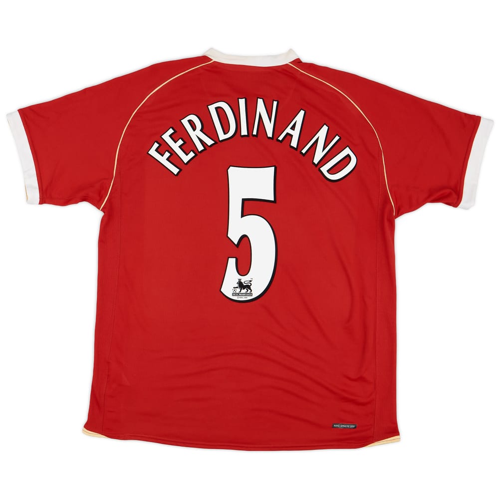 2006-07 Manchester United Home Shirt Ferdinand #5 - 8/10 - (L)