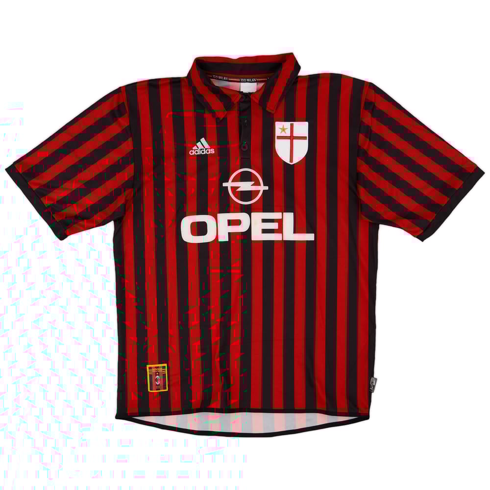 1999-00 AC Milan Centenary Signed Home Shirt - 8/10 - (L)