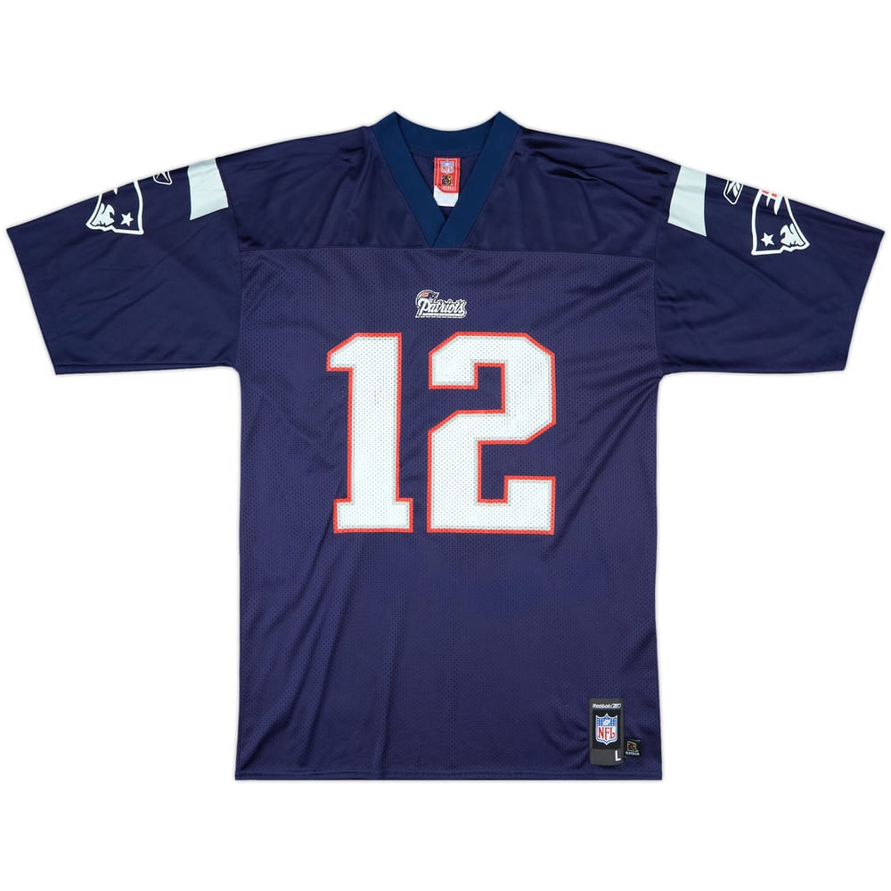 2005-06 New England Patriots Brady #12 Reebok Replica Home Jersey - 7/10 - (L)