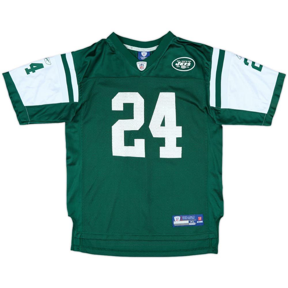 2008-11 New York Jets Revis #24 Reebok On Field Home Jersey - 9/10 - (XL.Boys)
