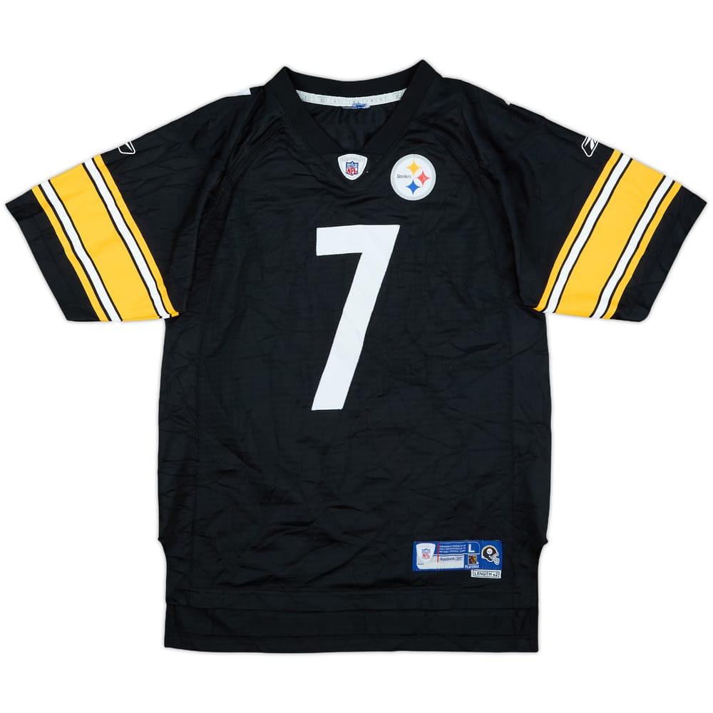 2005-06 Pittsburgh Steelers Roethlisberger #7 Reebok Premier Home Jersey - 6/10 - (L.Boys)