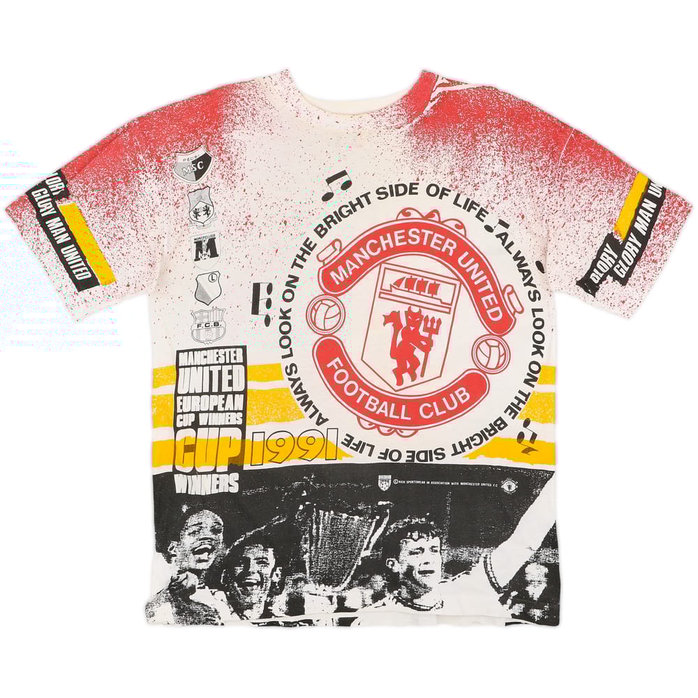 1990-91 Manchester United Kick 'Cup Winners Cup' Fan Tee - 9/10 - (L)
