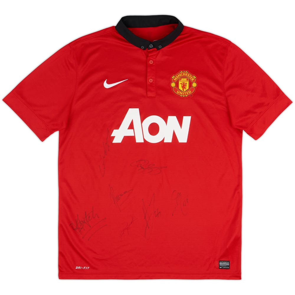 2013-14 Manchester United Signed Home Shirt - 9/10 - (L)