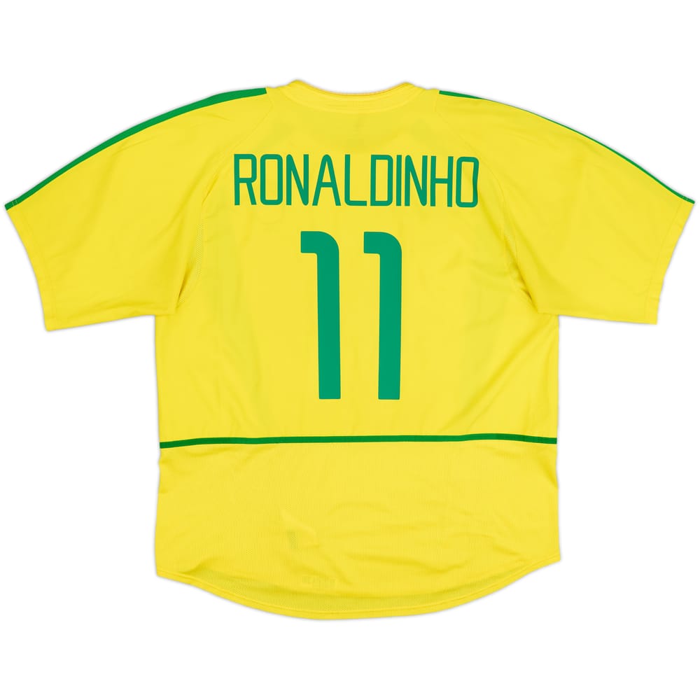 2002-04 Brazil Home Shirt Ronaldinho #11 - 8/10 - (XL)