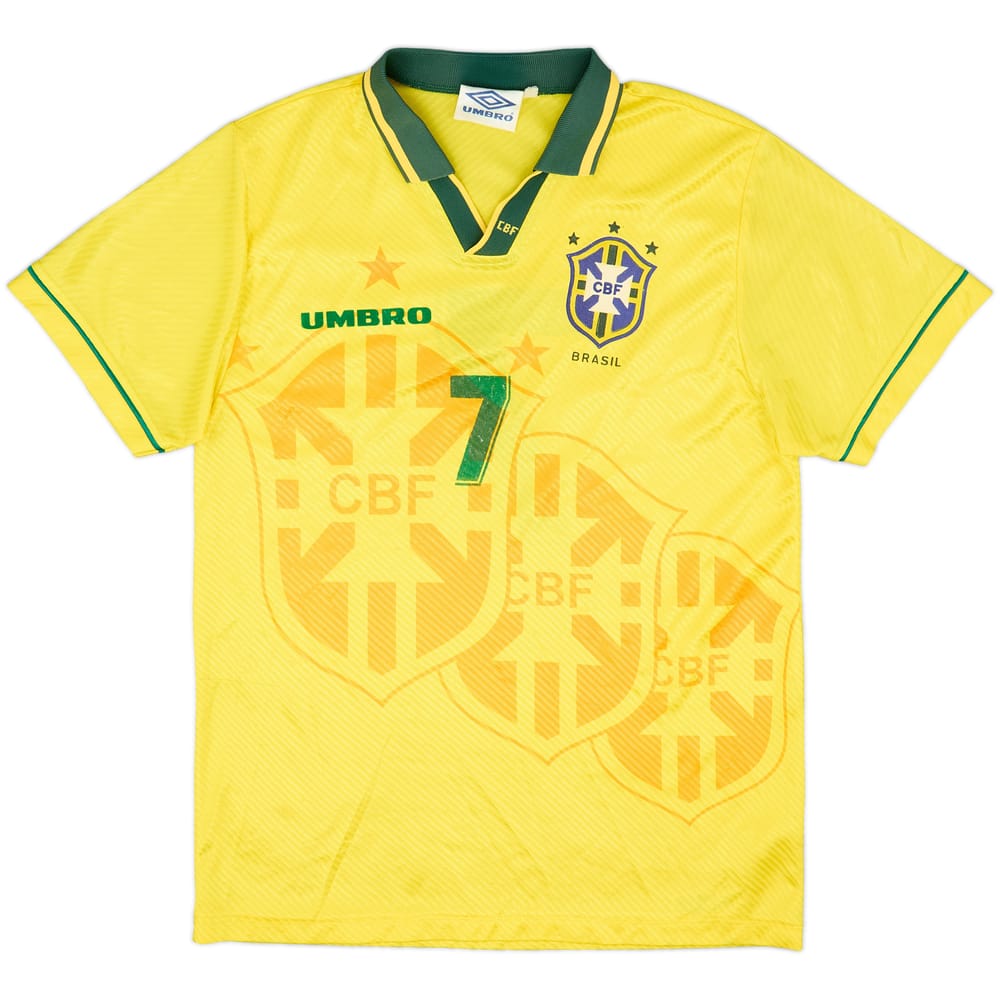 1994 Brazil Home Shirt #7 - 8/10 - (L)