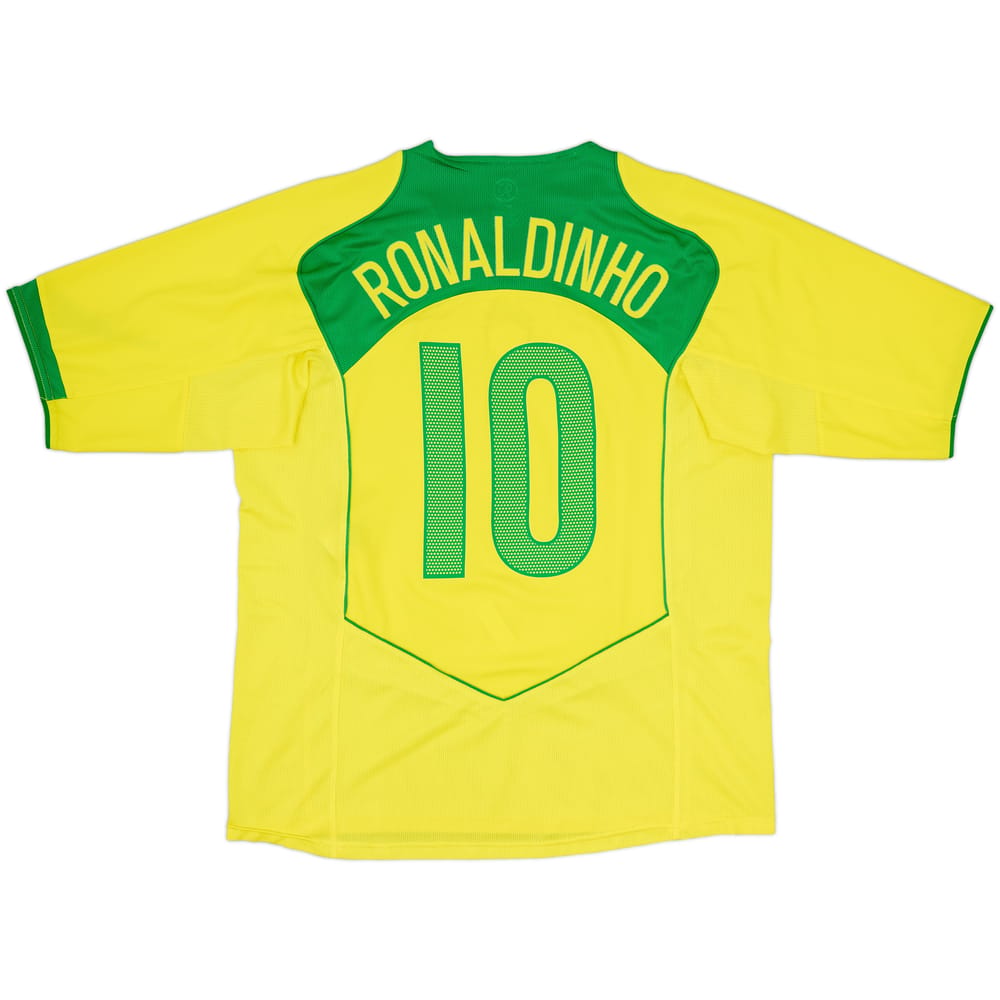 2004-06 Brazil Home Shirt Ronaldinho #10 - 9/10 - (XL)