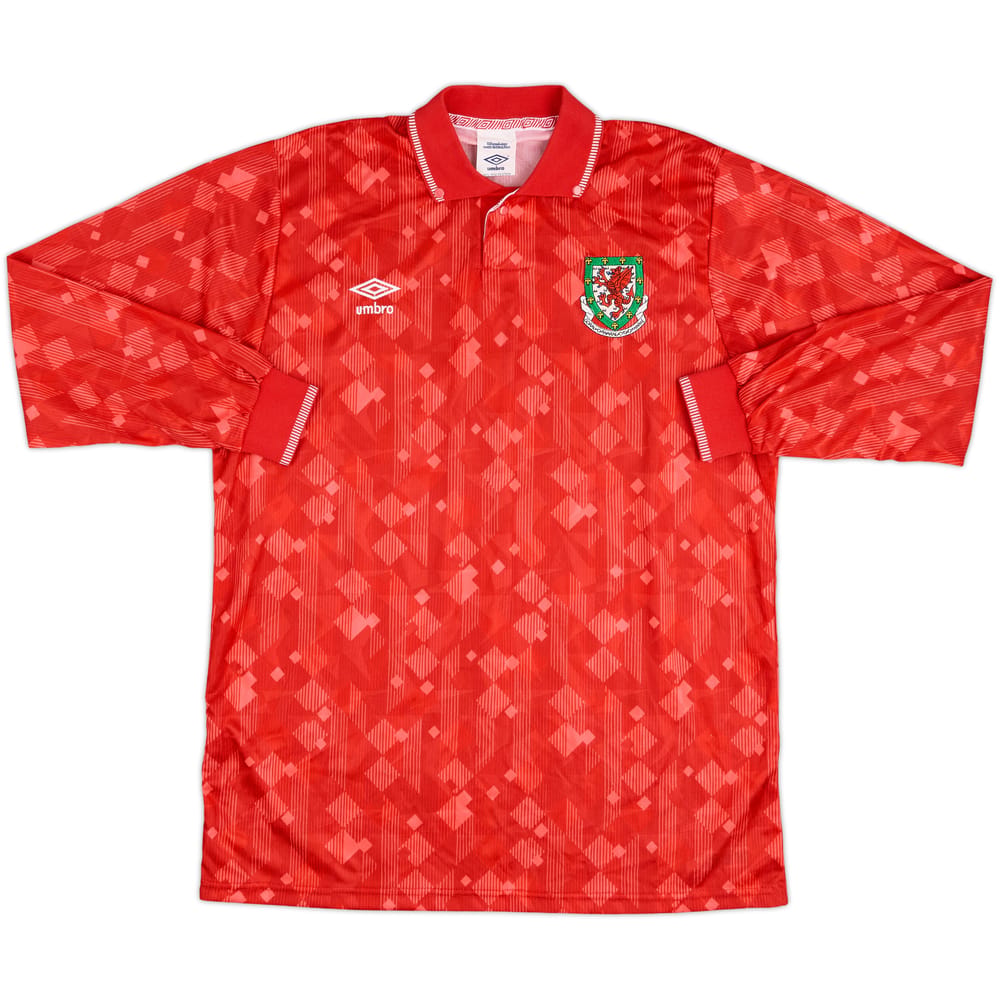 1991 Wales Match Issue Home L/S Shirt #14 (Allen)