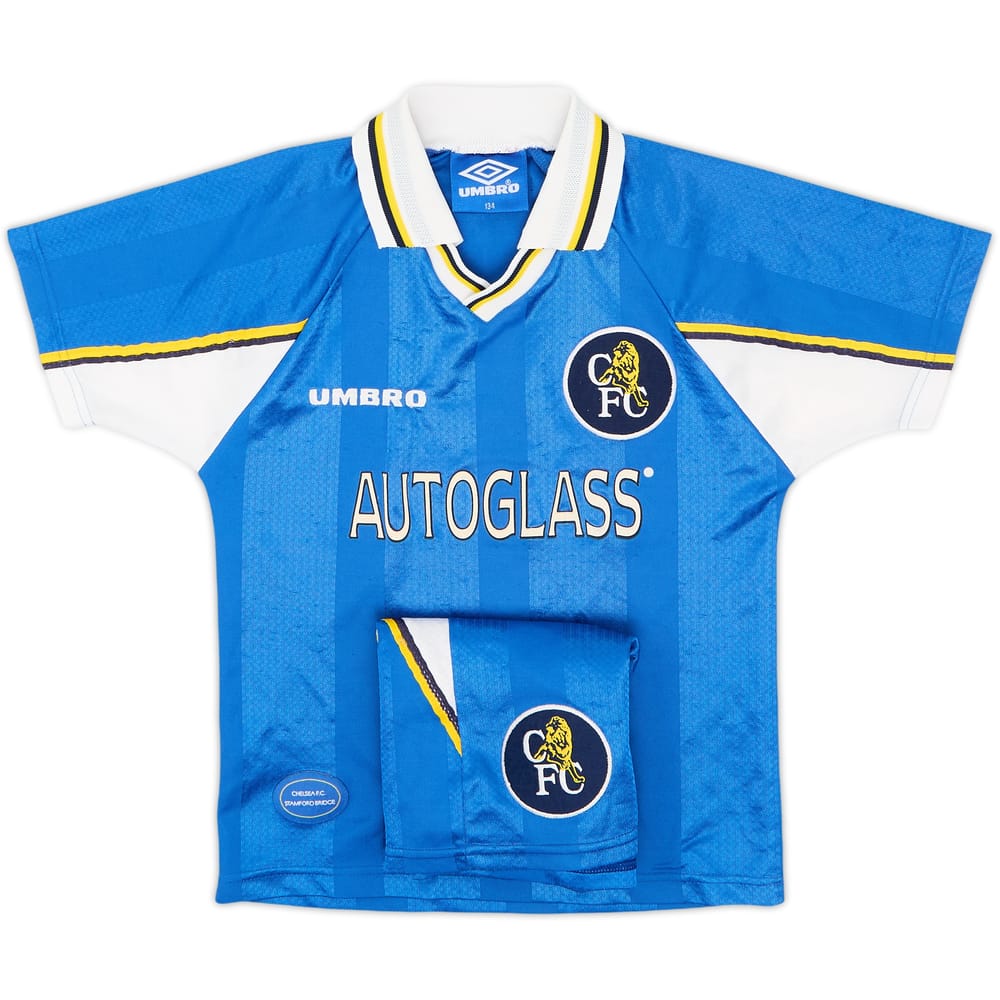 1997-99 Chelsea Home Shirt & Shorts - 8/10 - (S.Boys)