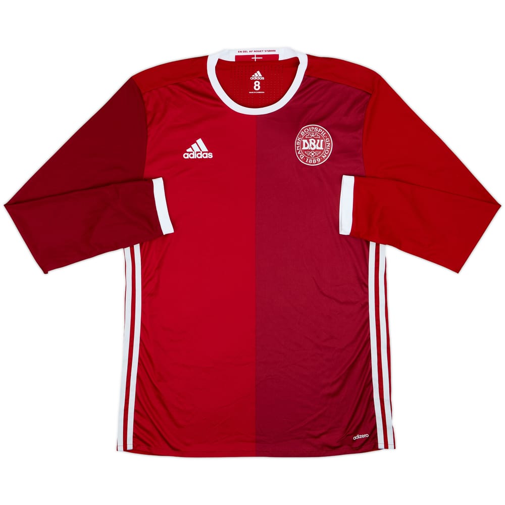 2015-16 Denmark Player Issue Home L/S Shirt - 8/10 - (L)