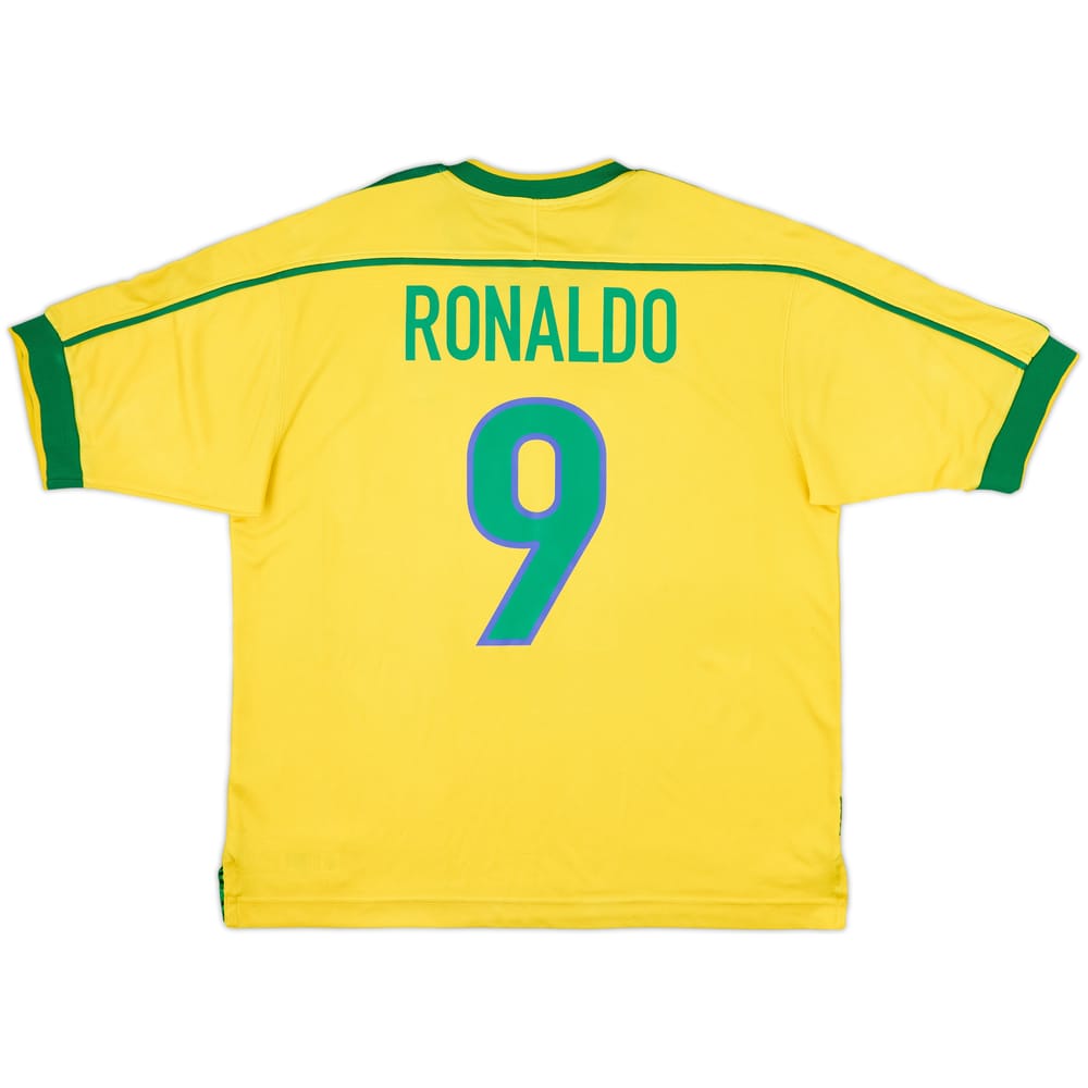 1998-00 Brazil Home Shirt Ronaldo #9 - 7/10 - (L)