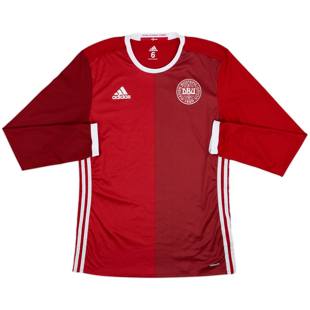 2015-16 Denmark Player Issue Home L/S Shirt - 9/10 - (M)