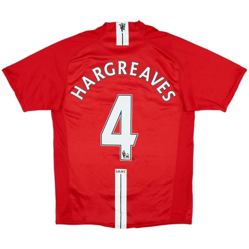 2007-09 Manchester United Home Shirt Hargreaves #4 - 7/10 - (S)