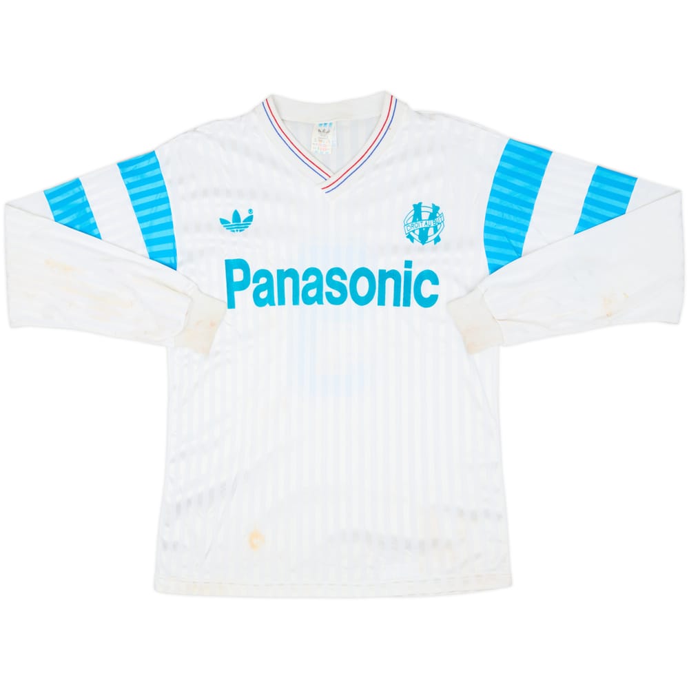1990-91 Olympique Marseille Home L/S Shirt #9 - 6/10 - (M/L)