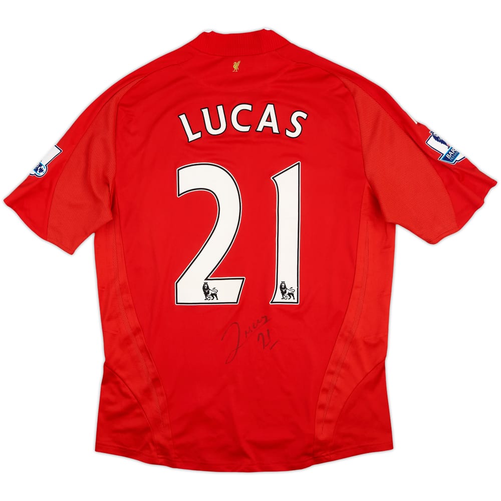 2008-10 Liverpool Player Issue Signed Home Shirt Lucas #21 - 8/10 - (L)