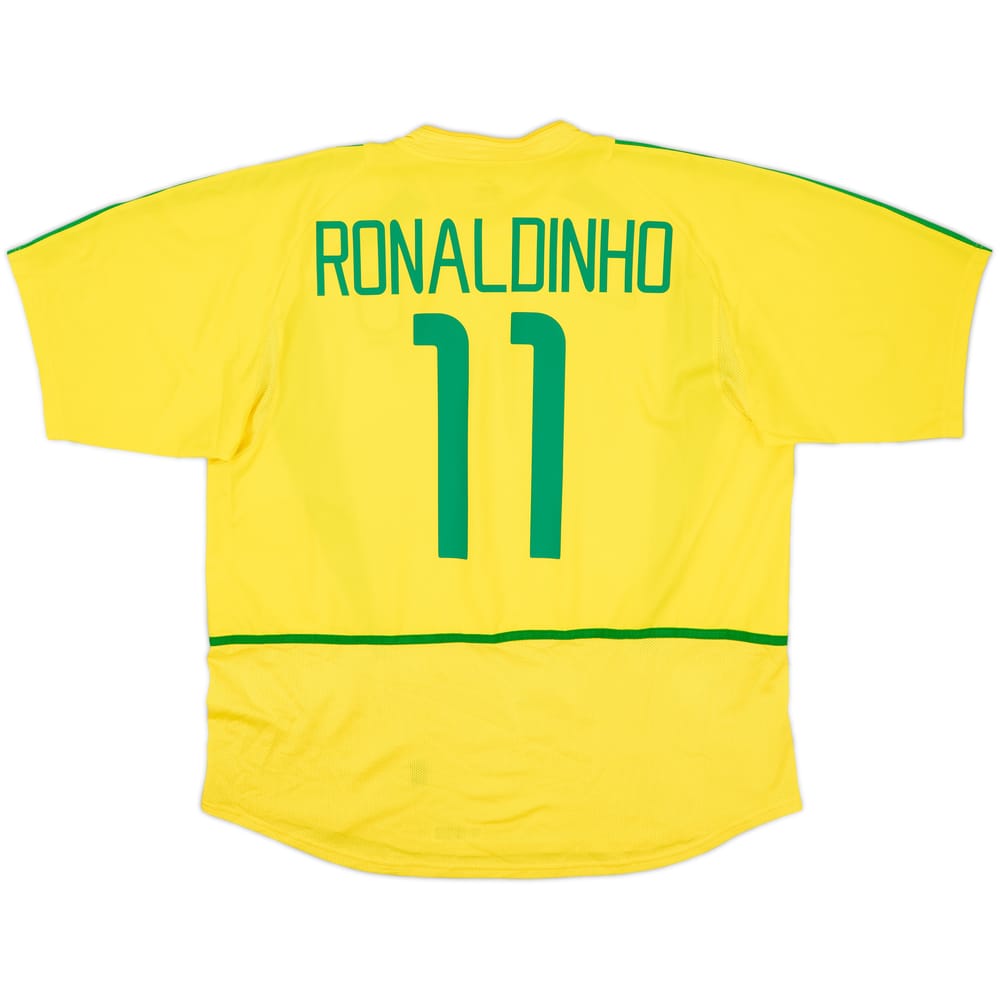2002-04 Brazil Home Shirt Ronaldinho #11 - 8/10 - (XL)