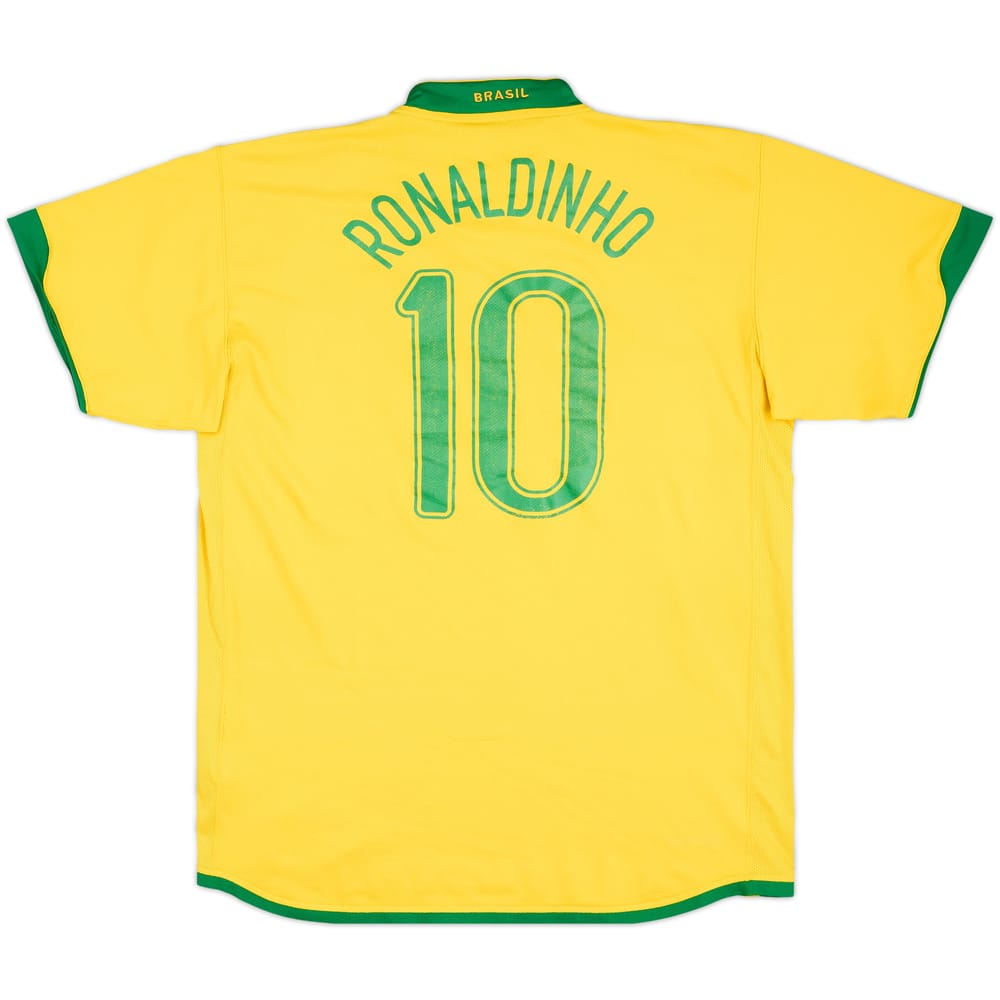 2006-08 Brazil Home Shirt Ronaldinho #10 - 7/10 - (L)