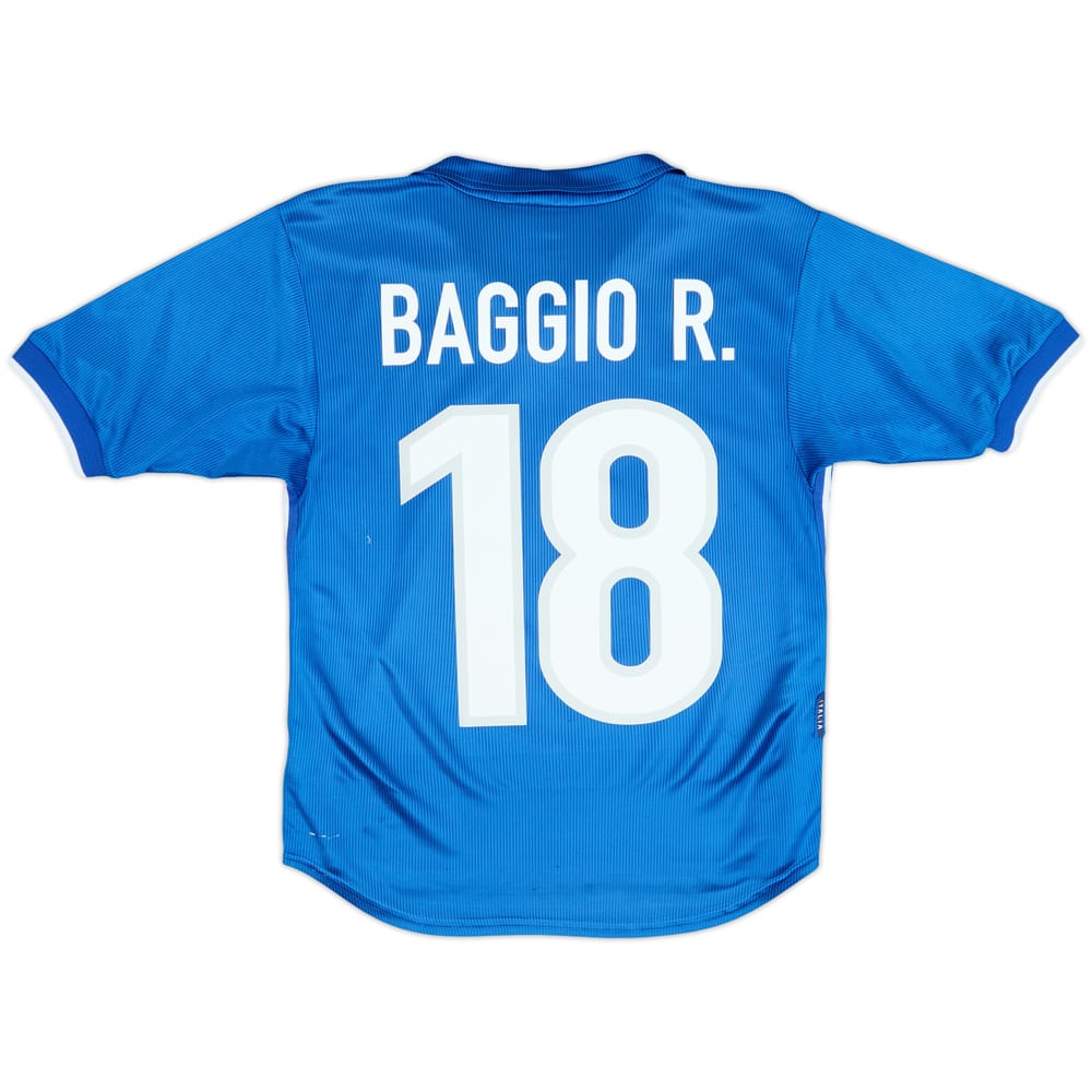 1997-98 Italy Home Shirt Baggio R.#18 - 7/10 - (XL.Boys)