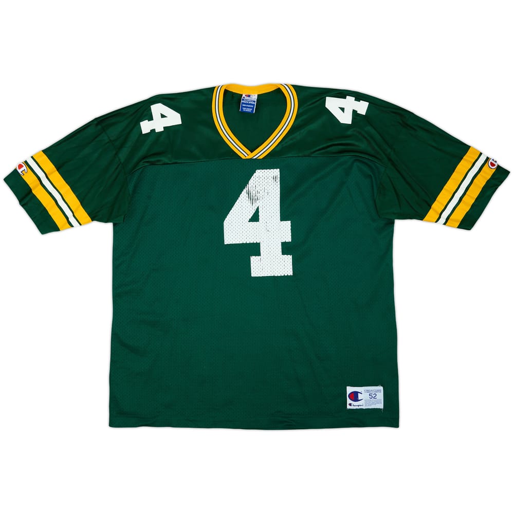 1997-00 Green Bay Packers Favre #4 Champion Home Jersey - 6/10 - (XXL)