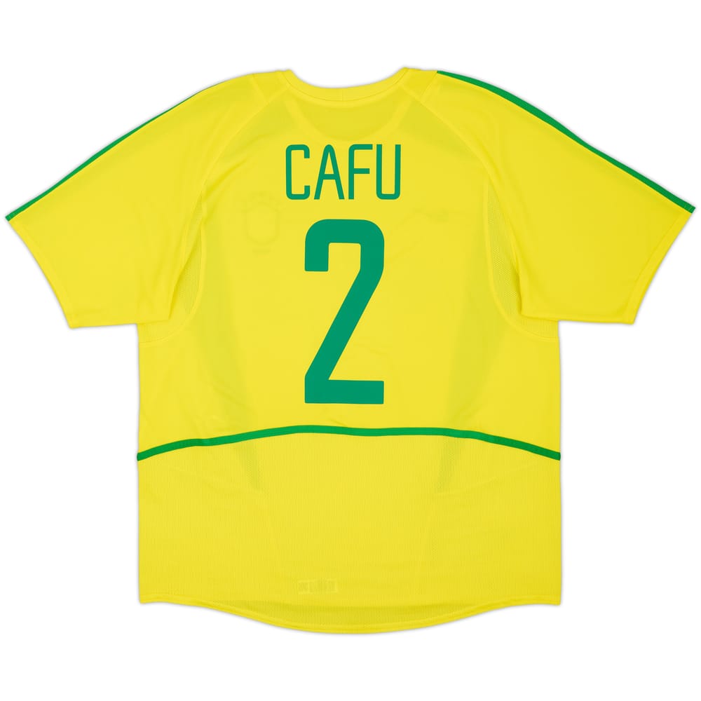 2002-04 Brazil Home Shirt Cafu #2 - 8/10 - (L)