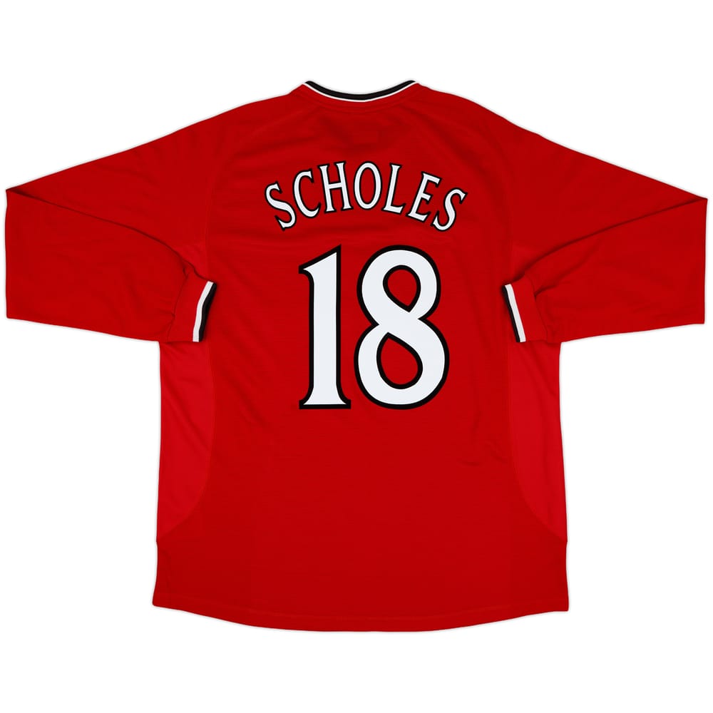 2000-02 Manchester United Home L/S Shirt Scholes #18 - 10/10 - (XXL)