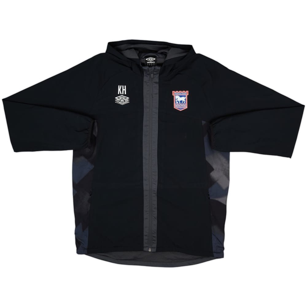 2023-24 Ipswich Umbro Staff Issue Hooded Rain Jacket KH - 8/10 - (L)