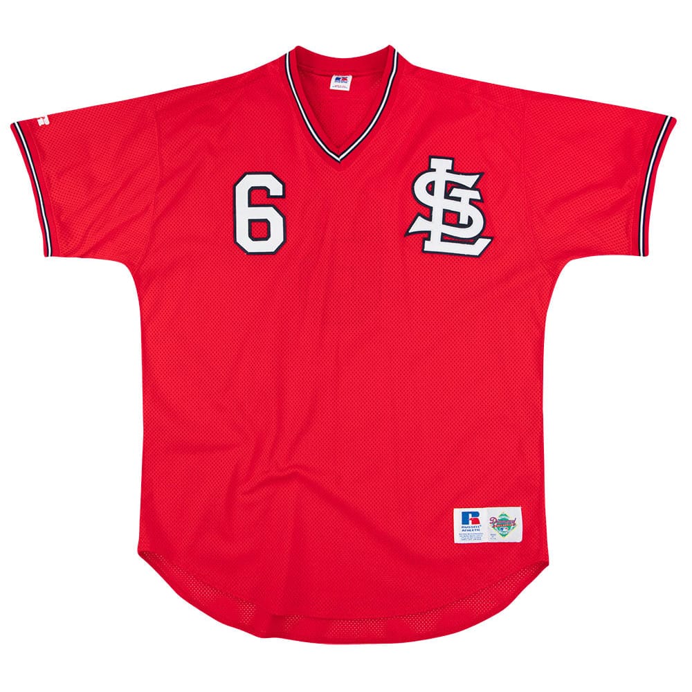 1990s St. Louis Cardinals Haarmann #6 Russell Athletic Diamond Collection Batting Practice Jersey XXL