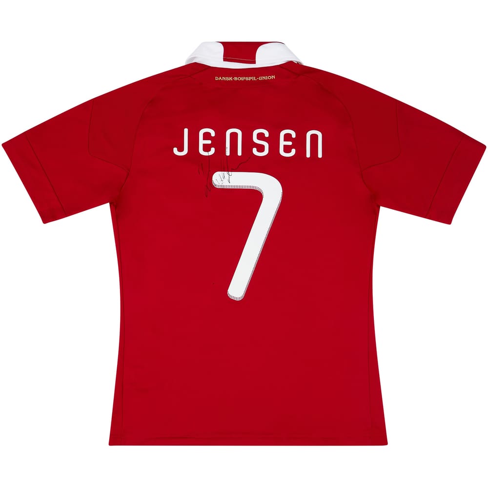 2010 Denmark Match Issue Signed Home Shirt Jensen #7 (v Senegal)