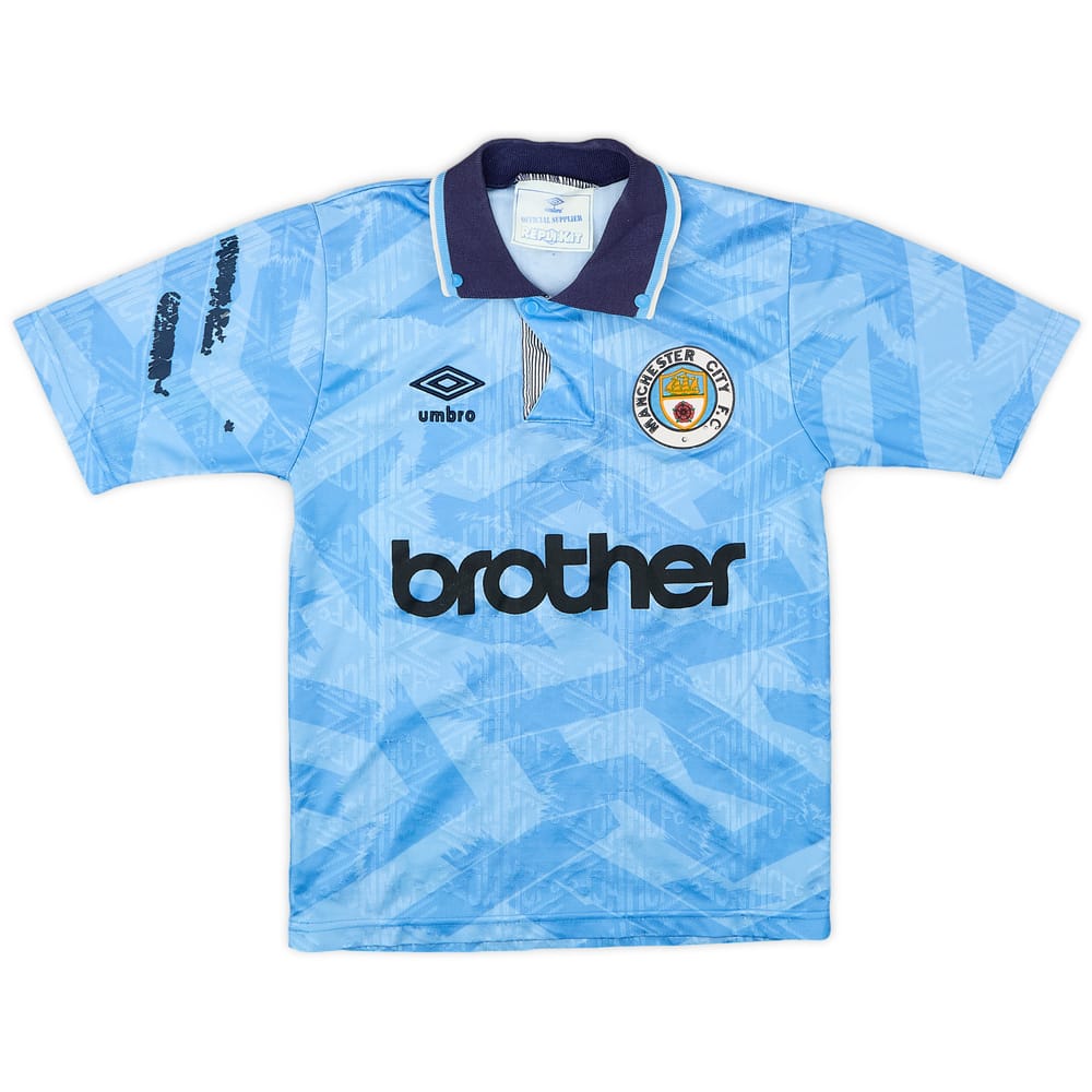1991-93 Manchester City Home Shirt - 7/10 - (S.Boys)