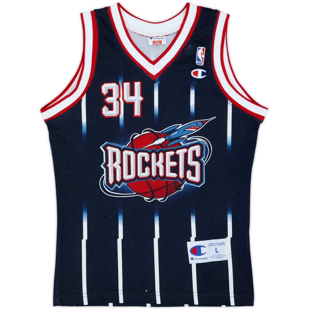 1995-01 Houston Rockets Olajuwon #34 Champion Away Jersey - 8/10 - (L.Boys)