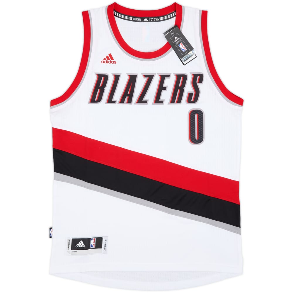 2014-17 Portland Trail Blazers Lillard #0 adidas Swingman Home Jersey (M)