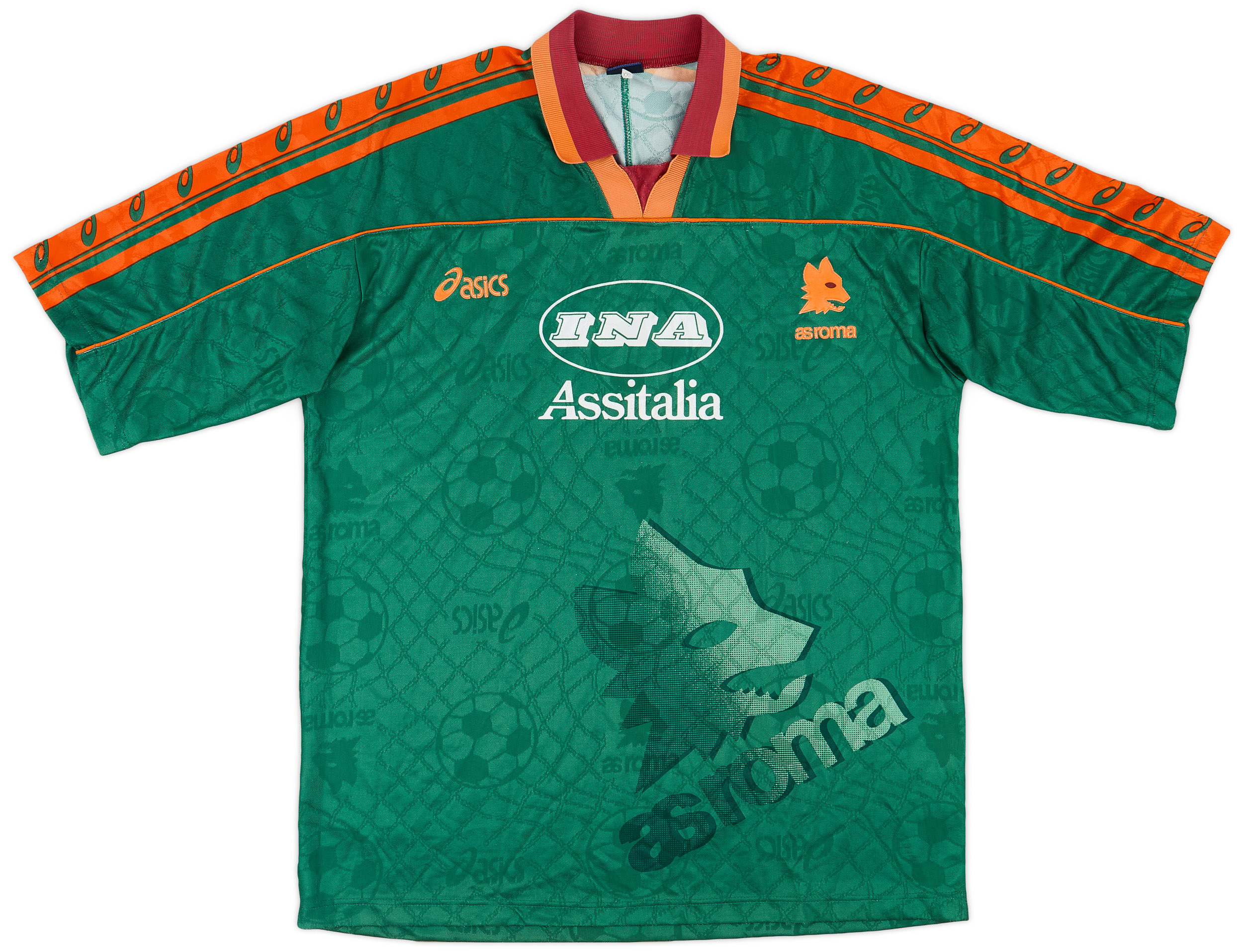 asics AS Roma  Shirtサッカーユニフォーム　95-96 1995-96 Roma Home Shirt - 8/10 - (XL)