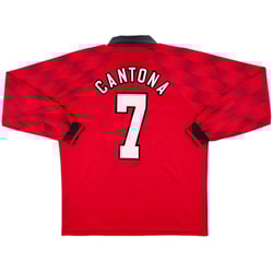 1996-98 Manchester United Home L/S Shirt Cantona #7 - 9/10 - (L)