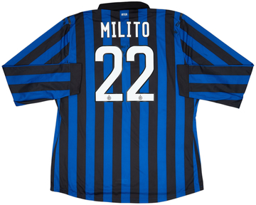 2011-12 Inter Milan Player Issue Home L/S Shirt Milito #22