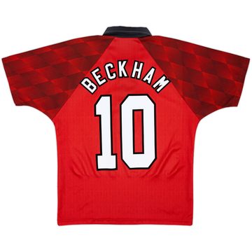 1996-98 Manchester United Home Shirt Beckham #10 - 9/10 - (Y)
