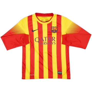 2013-15 Barcelona Away L/S Shirt - 7/10 - (M.Boys)