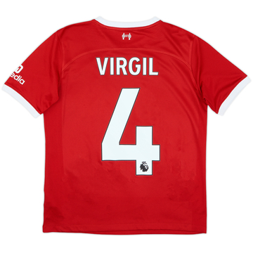 2023-24 Liverpool Home Shirt Virgil #4 - 6/10 - (13-15 Years)