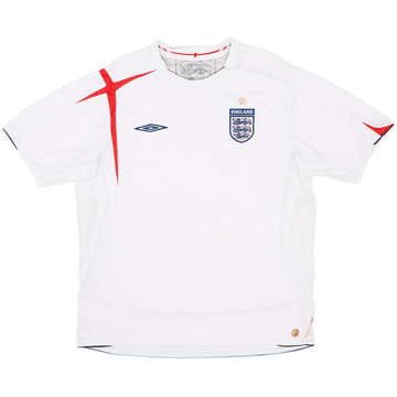 2005-07 England Home Shirt - 5/10 - (XL)