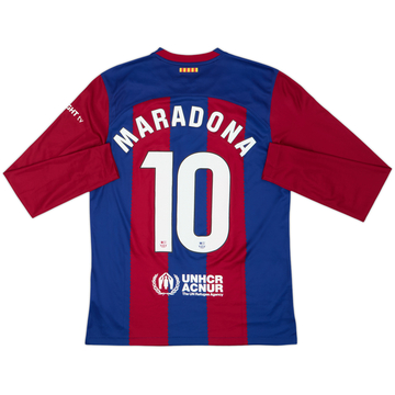 2023-24 Barcelona Home L/S Shirt Maradona #10 - 10/10 - (M)