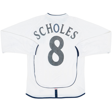 2001-03 England Home L/S Shirt Scholes #8 - 5/10 - (S)