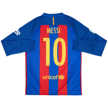 2016-17 Barcelona Home L/S Shirt Messi #10 - 8/10 - (M)