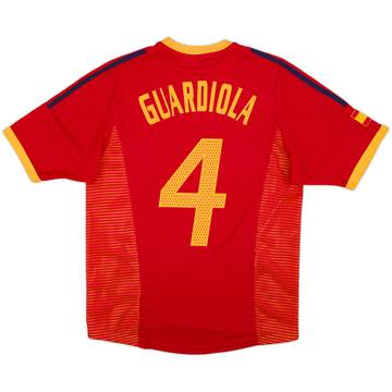2002-04 Spain Home Shirt Guardiola #4 - 8/10 - (S)