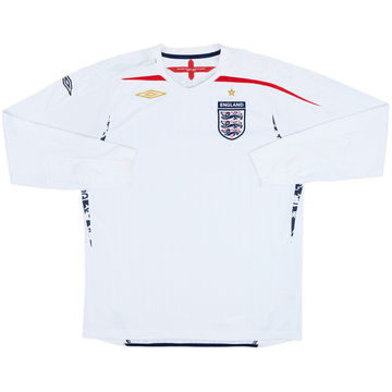 2007-09 England Home L/S Shirt - 5/10 - (L)