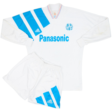 1991-92 Olympique Marseille Home L/S Shirt & Shorts - 6/10 - (S)