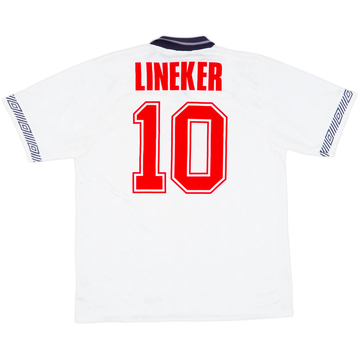 1990-92 England Home Shirt Lineker #10 - 8/10 - (L)